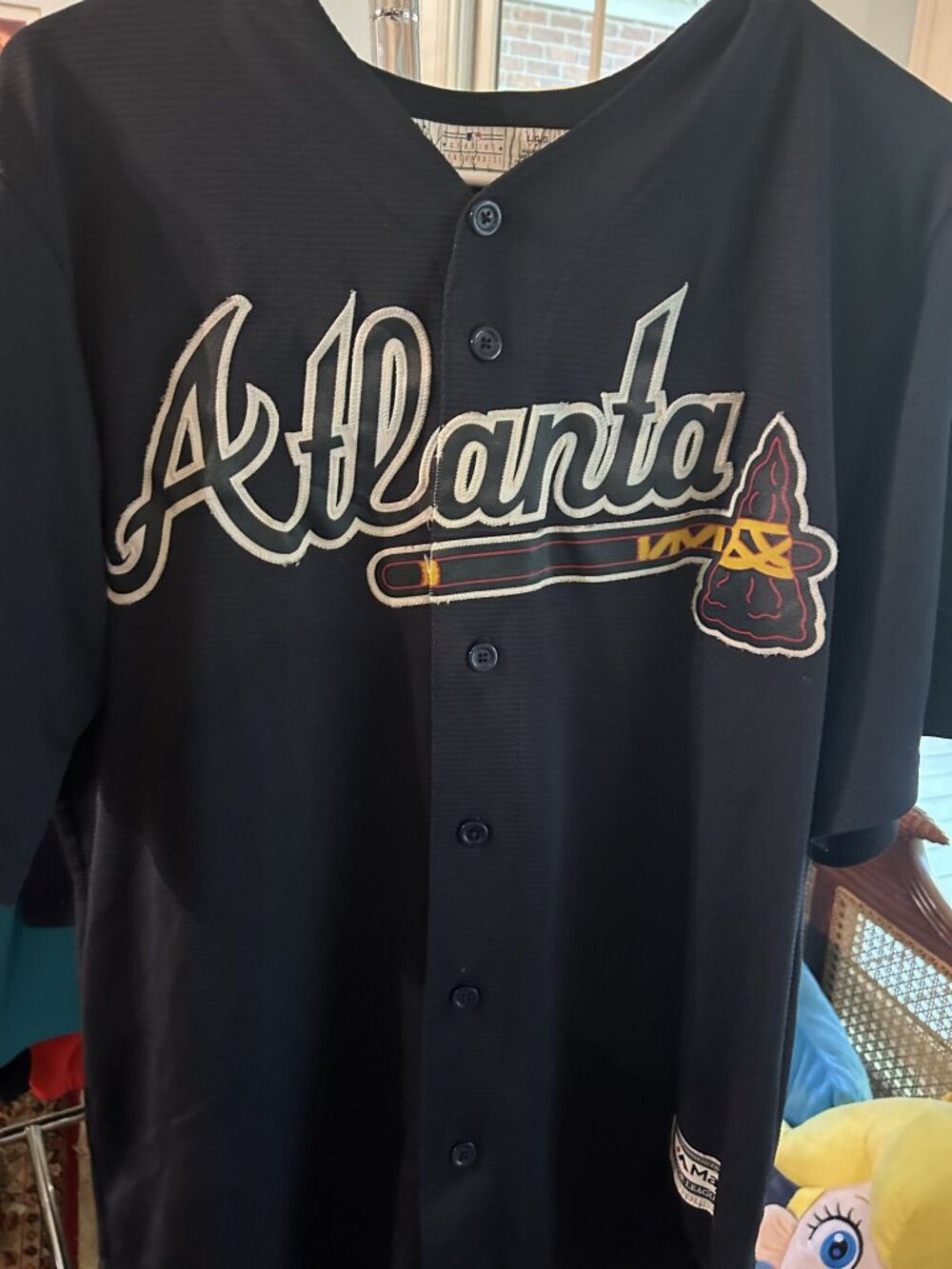 Majestic Atlanta Braves Acuna Jr #13 Navy Button Front Jersey L
